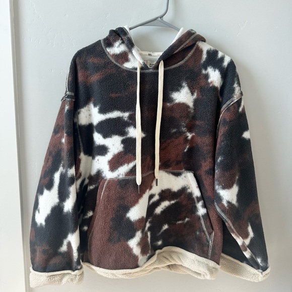 Cow Print Fleece Hoodie - Picture 2 of 4